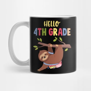 Funny Hello 4th Grade Gift Back To School Sloth Mug